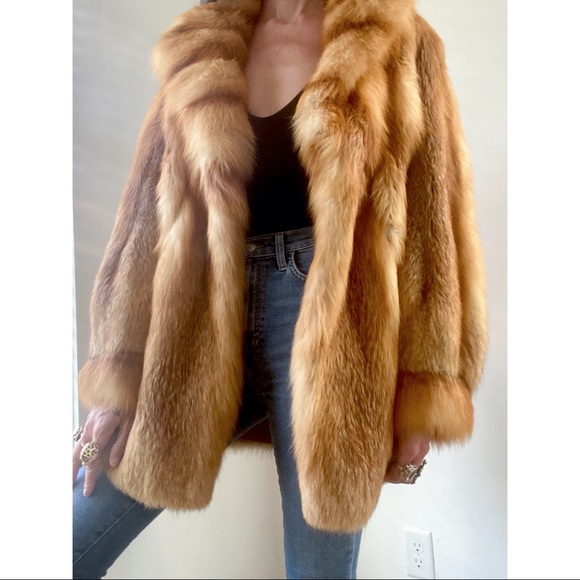 Vintage Red Fox Fur Stroller coat - Picture 2 of 11